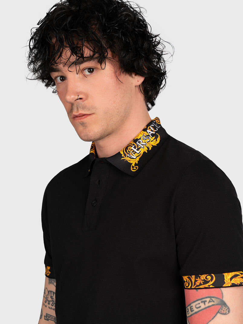 Black polo shirt with contrasting collar - 3