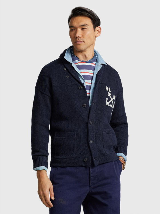 Contrast embroidered cardigan  - 1