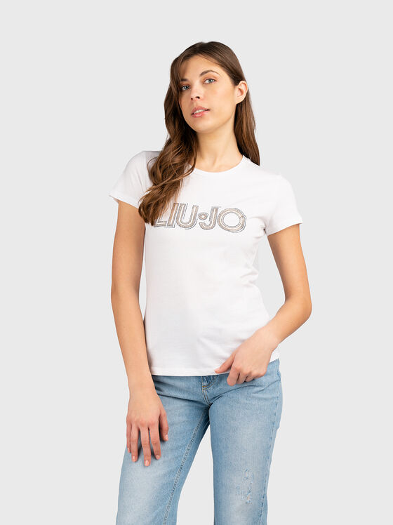 Cotton T-shirt with appliqued logo accent - 1