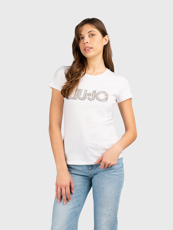 Cotton T-shirt with appliqued logo accent - 1