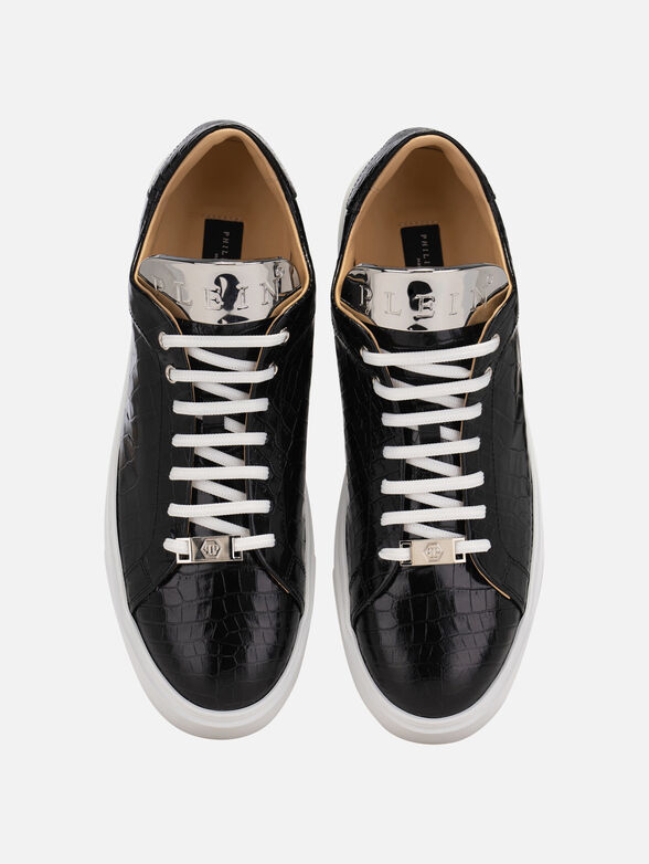 Black sneakers with crocodile texture - 6