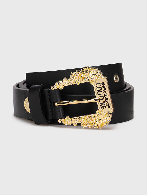 Black leather belt with gold buckle - 1