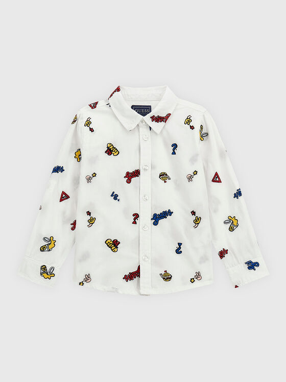 Cămașă din bumbac cu broderie accentuată - 1