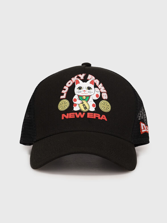 TRUCKER black cap with contrasting print - 1