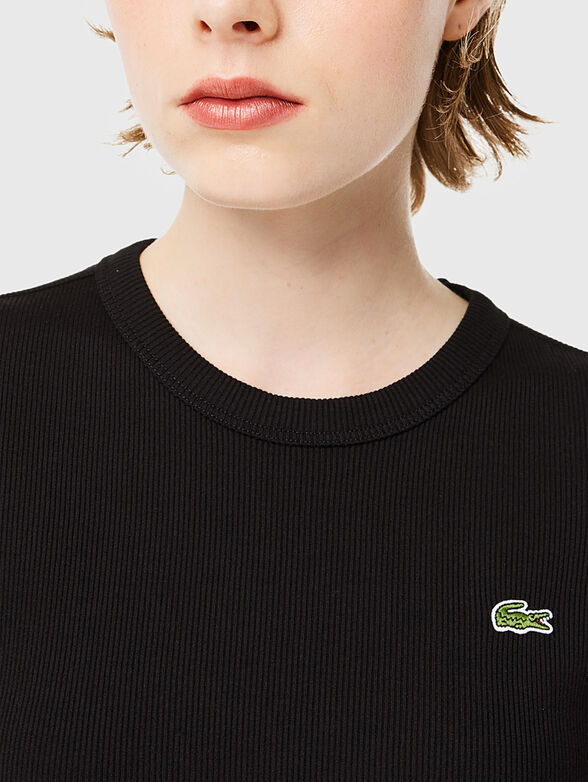 Black T-shirt with embroidered logo  - 4