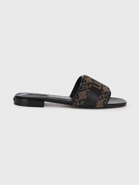ASTRA 25 black slippers with appliqued beads - 1