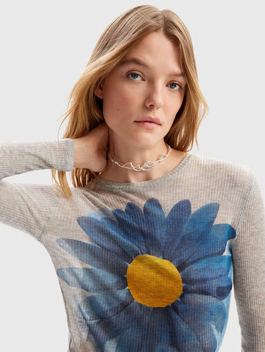 Ribbed floral blouse - 4