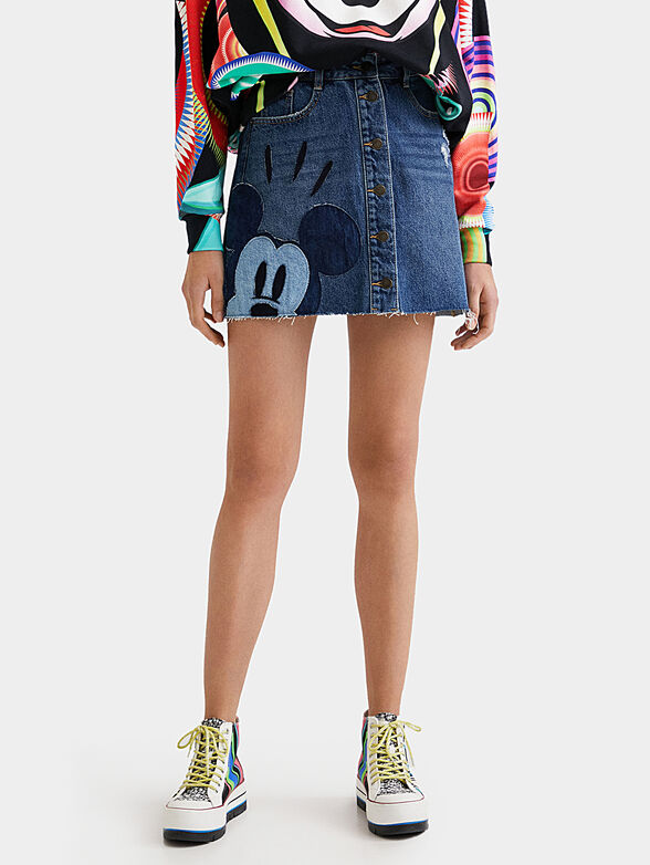 Denim skirt with Mickey applique  - 1