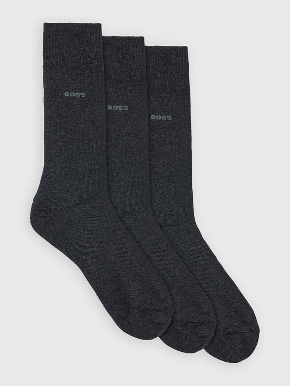 Three pairs of socks with logo detail in black - 1