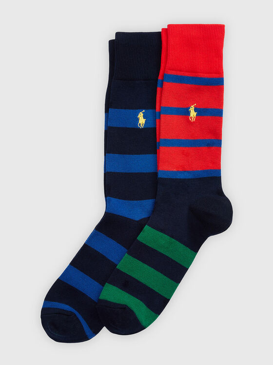 Set of two pairs of striped socks with logo detail - 1