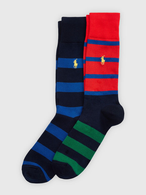 Set of two pairs of striped socks with logo detail - 1