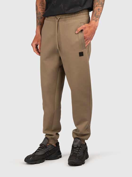 Pantaloni sport din bumbac cu legături și detaliu logo - 1