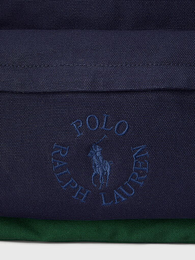 Dark blue backpack with leather details - 4