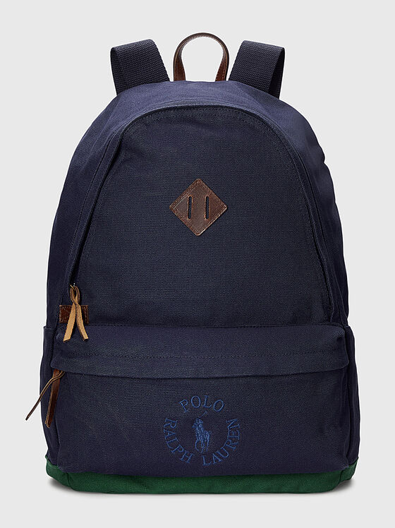 Dark blue backpack with leather details - 1