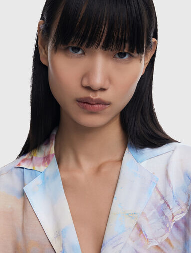 Cropped viscose printed shirt - 5