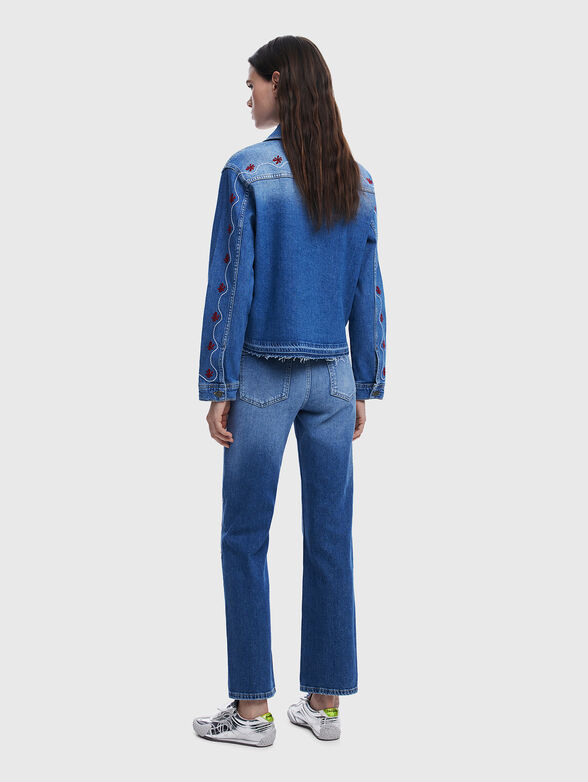 Denim jacket with floral embroidery - 3