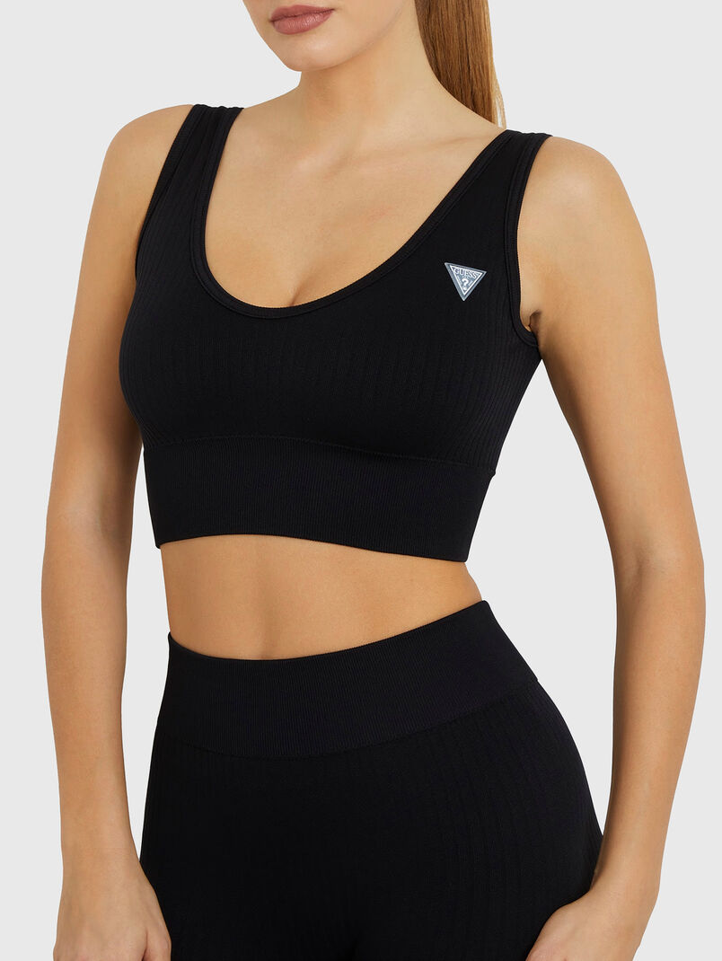Black sports top with logo detail - 3