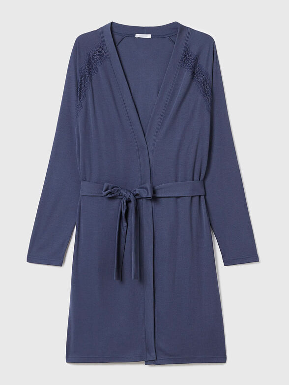 RIB LACE blue bathrobe  - 4