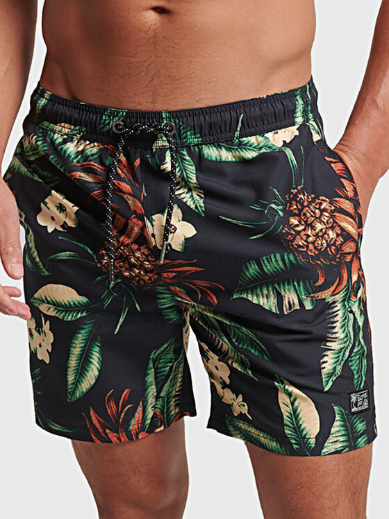 VINTAGE HAWAIIAN beach shorts with floral print - 1