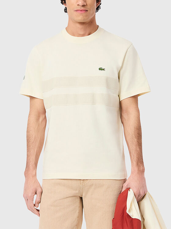 Tricou din bumbac cu decolteu oval și logo - 1