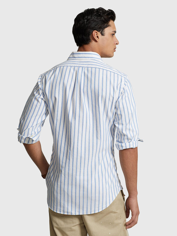 Striped cotton shirt with colourful logo embroidery - 3