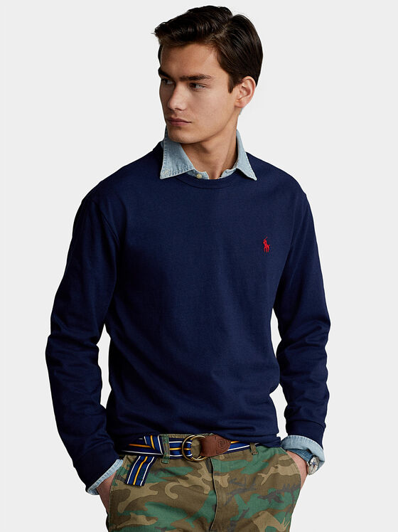 Blue blouse with contrasting logo - 1