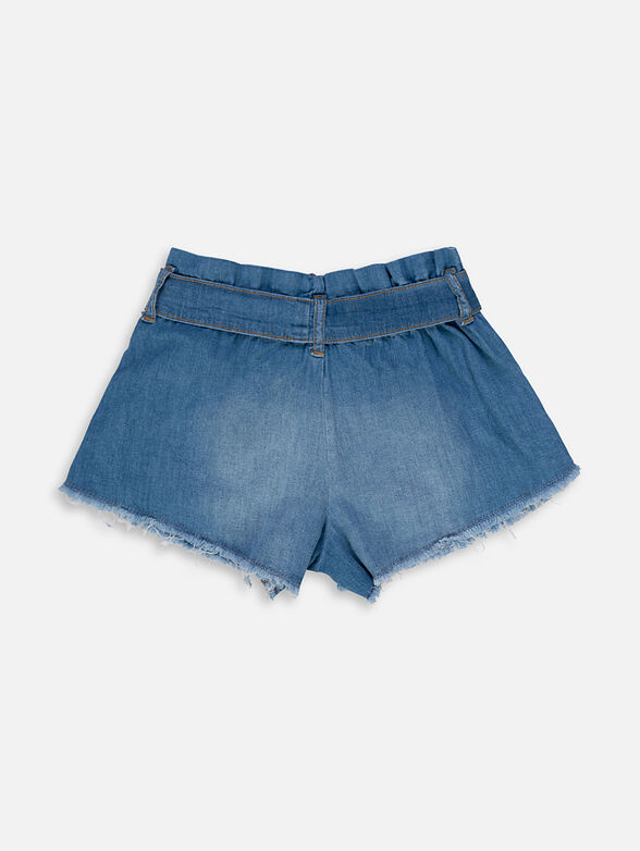 Denim shorts with paperbag waist - 2