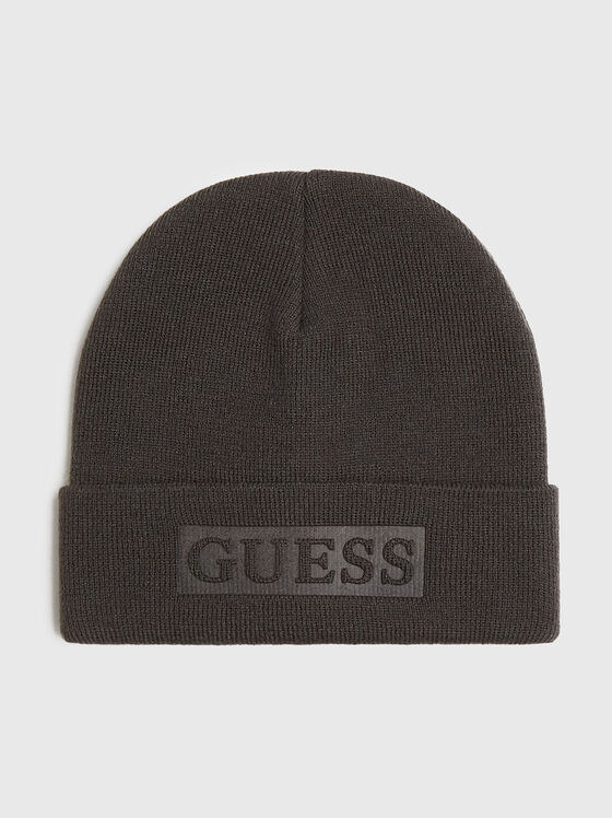 Dark grey knitted hat with logo detail - 1