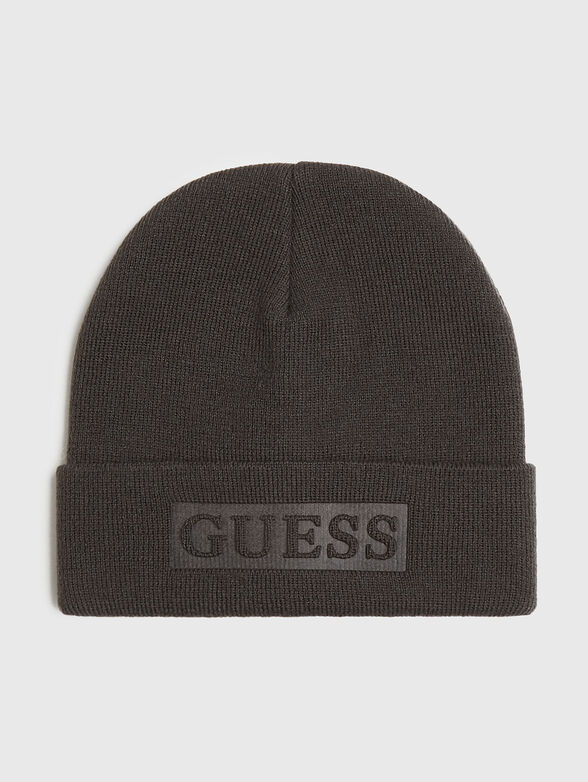 Dark grey knitted hat with logo detail - 1