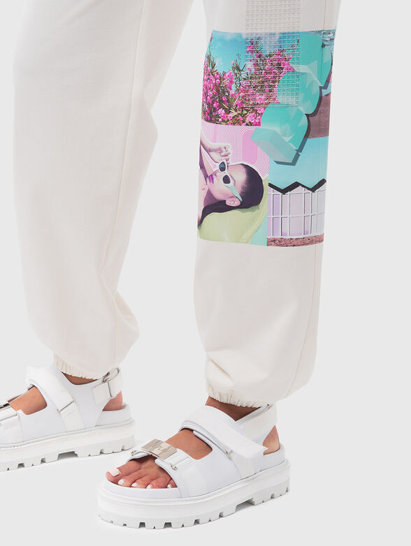 Cotton pants with accent print and sequins - 3