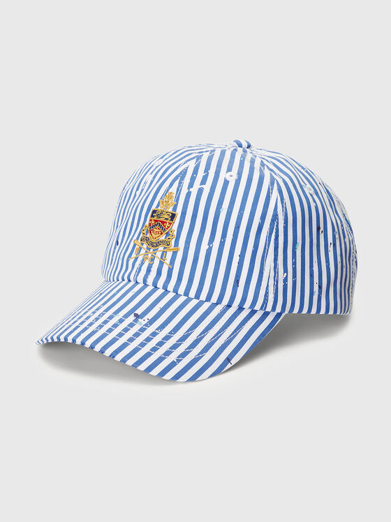 Cotton hat with checkered print and embroidery - 1