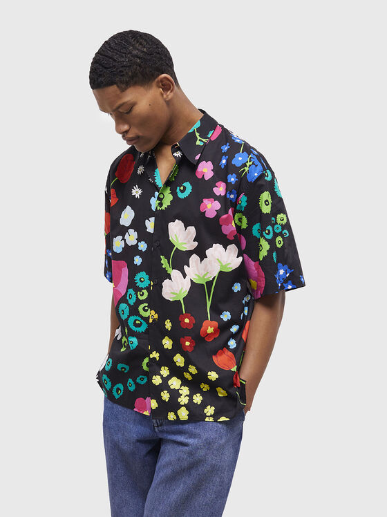 Cotton shirt with floral print - 1