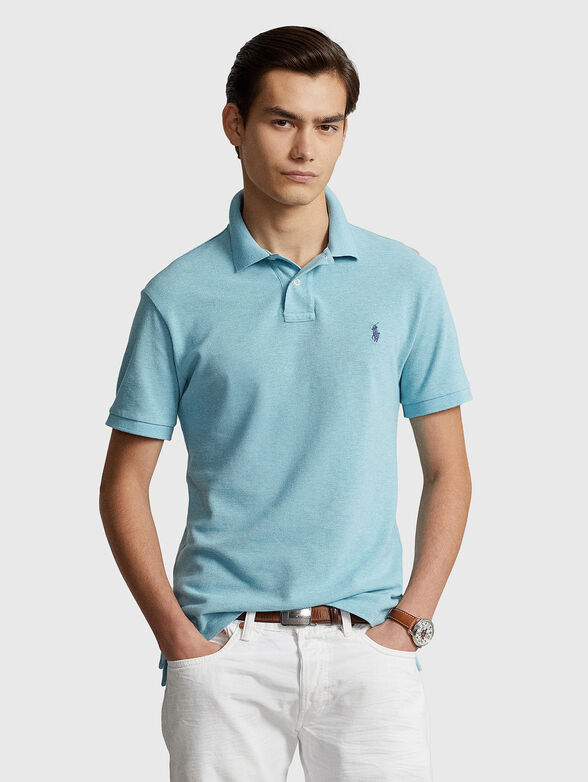 Light blue Polo-shirt with logo embroidery - 1
