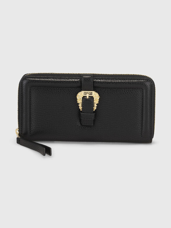 Black eco leather wallet with logo accent - 1