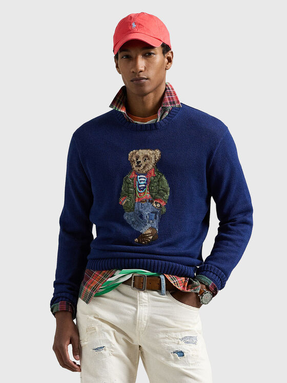 Pulover albastru cu imprimeu Polo Bear - 1