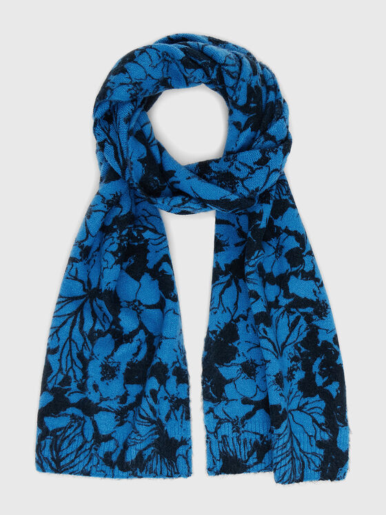 Eșarfă tricotată cu design floral - 1