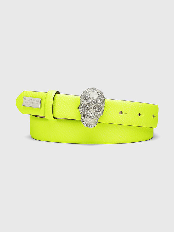 Fuxia leather belt with with accent buckle - 1