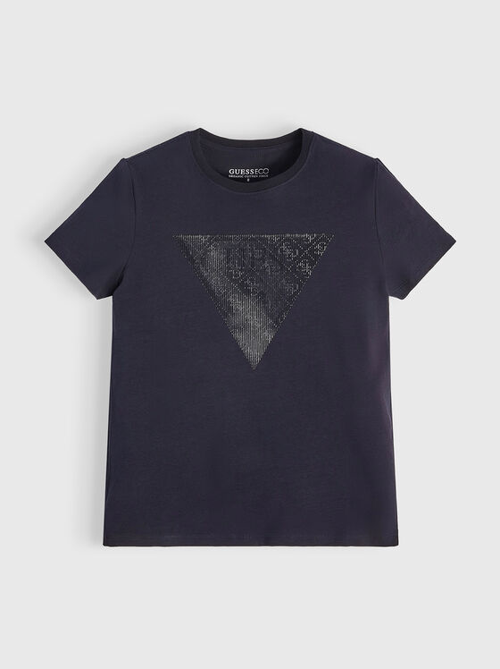 Tricou albastru închis cu logo cu sclipici MINI ME - 1