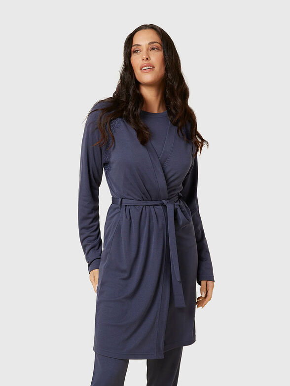 RIB LACE blue bathrobe  - 1