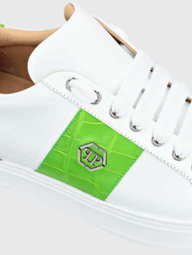 White leather shoes with green details - 3