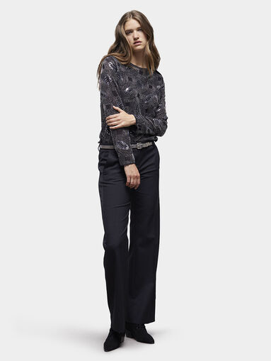 Black blouse with sparkling gemstones - 5