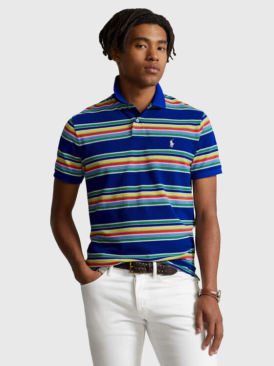 Tricou polo cu model cu dungi accentuate - 1