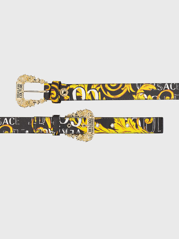 Black belt with gold accents and print - 2