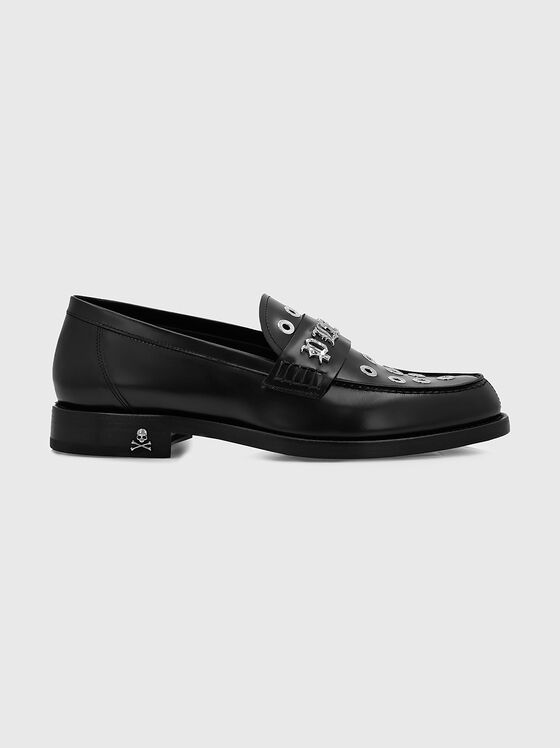 Mocasini din piele cu capse metalice - 1