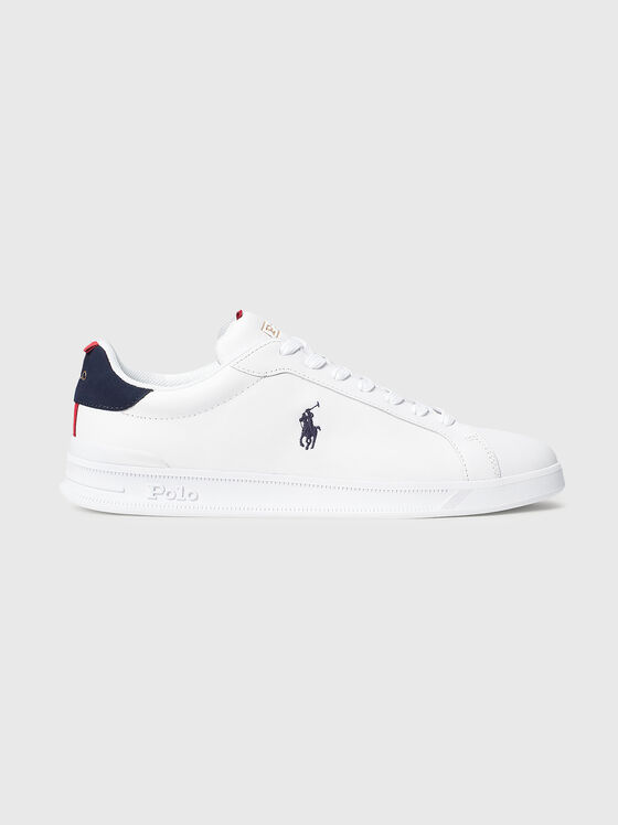 White sneakers with logo embroidery - 1