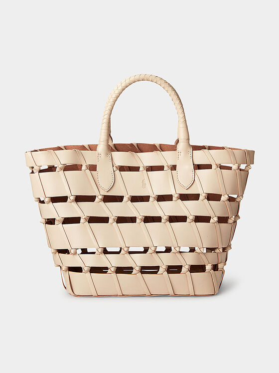 Leather bag with knitted motifs - 1
