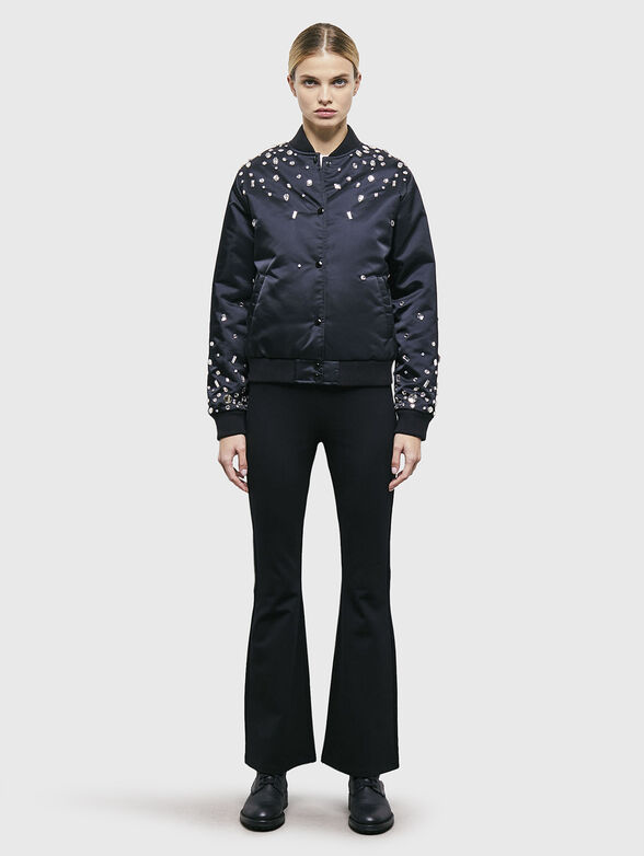Black bomber jacket with rhinestones - 4