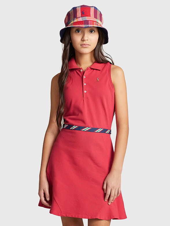 Red dress with logo embroidery - 1