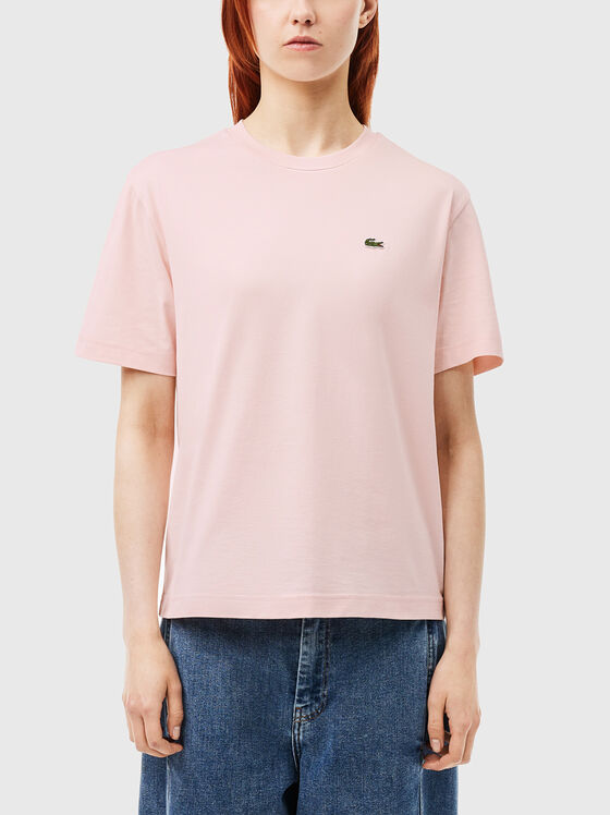 Tricou roz cu detaliu logo - 1