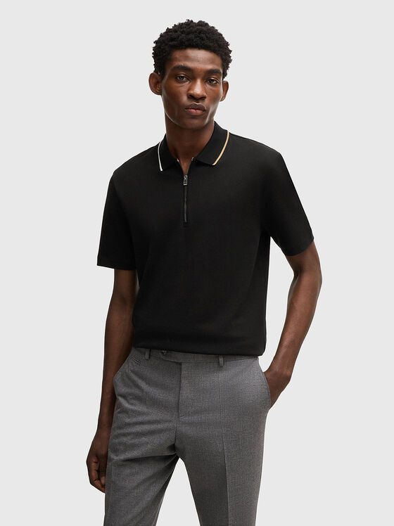 Tricou polo din bumbac cu fermoar - 1